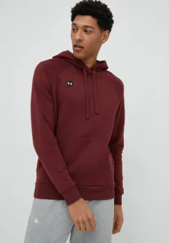Under Armour bluza barbati, culoarea bordo, cu gluga, neted imagine