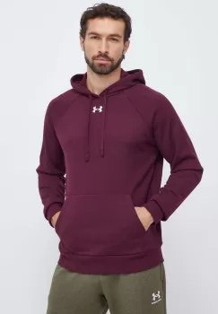 Under Armour bluza barbati, culoarea bordo, cu gluga, neted imagine