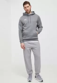 Under Armour bluza barbati, culoarea gri, cu gluga, cu imprimeu imagine