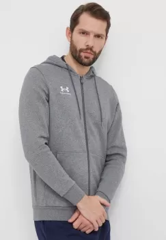 Under Armour bluza barbati, culoarea gri, cu gluga, neted imagine