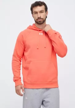 Under Armour bluza barbati, culoarea portocaliu, cu gluga, neted imagine