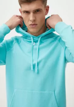 Under Armour bluza barbati, culoarea turcoaz, cu gluga, neted imagine