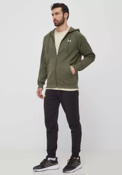 Under Armour bluza barbati, culoarea verde, cu gluga, neted imagine