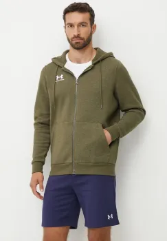 Under Armour bluza barbati, culoarea verde, cu gluga, neted imagine