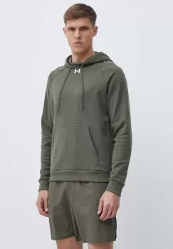 Under Armour bluza barbati, culoarea verde, cu gluga, neted imagine