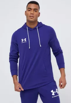 Under Armour bluza barbati, culoarea violet, cu gluga, cu imprimeu imagine