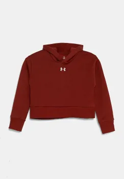 Under Armour bluza copii UA Rival Fleece Crop culoarea bordo, cu gluga, melanj imagine