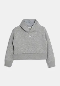 Under Armour bluza copii UA Rival Fleece Crop culoarea gri, cu gluga, melanj imagine