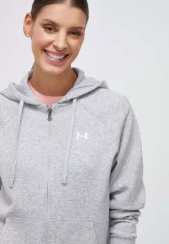 Under Armour bluza femei, culoarea gri, cu gluga, melanj imagine