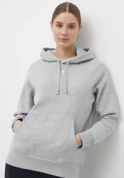 Under Armour bluza femei, culoarea gri, cu gluga, neted imagine
