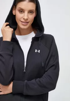 Under Armour bluza femei, culoarea negru, cu gluga, melanj imagine