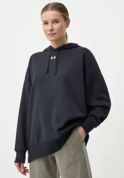 Under Armour bluza femei, culoarea negru, cu gluga, neted imagine