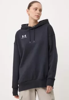 Under Armour bluza femei, culoarea negru, cu gluga, neted imagine