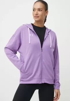 Under Armour bluza femei, culoarea violet, cu gluga, neted imagine