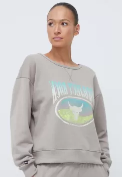Under Armour bluza Project Rock femei, culoarea bej, cu imprimeu imagine