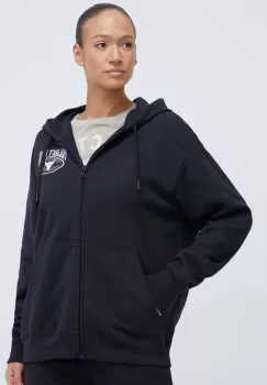 Under Armour bluza Project Rock femei, culoarea negru, cu gluga, cu imprimeu imagine