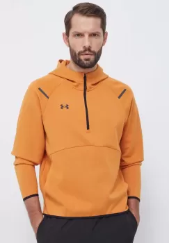 Under Armour hanorac de antrenament Unstoppable culoarea portocaliu, cu gluga, neted imagine