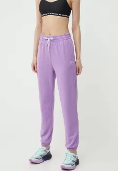 Under Armour pantaloni de antrenament Rival culoarea violet, neted imagine