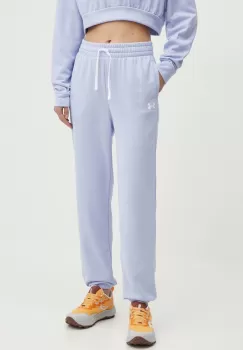 Under Armour pantaloni de antrenament Rival culoarea violet, neted imagine