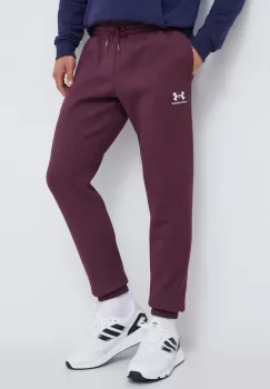 Under Armour pantaloni de trening culoarea bordo, neted imagine