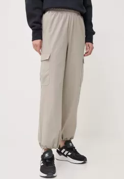 Under Armour pantaloni femei, culoarea bej, fason cargo, high waist imagine