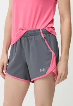 Under Armour pantaloni scurti de alergare Fly By culoarea galben, uni, high waist imagine