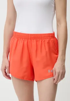 Under Armour pantaloni scurti de alergare Fly By culoarea galben, uni, high waist imagine