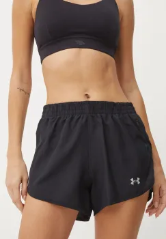 Under Armour pantaloni scurti de alergare Fly By culoarea negru, neted, high waist imagine