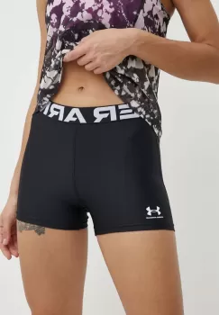Under Armour pantaloni scurti de antrenament Authentics culoarea negru, cu imprimeu, medium waist imagine