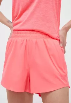 Under Armour pantaloni scurti de antrenament Flex culoarea roz, neted, high waist imagine