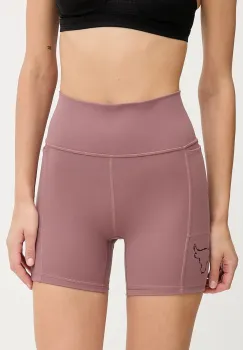 Under Armour pantaloni scurti de antrenament Project Rock culoarea roz, cu imprimeu, high waist, 6005086 imagine