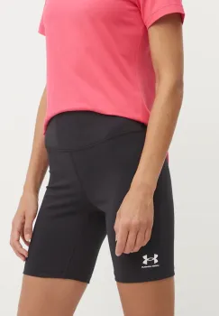 Under Armour pantaloni scurti de antrenament Rival culoarea negru, neted, high waist, 1386703 imagine