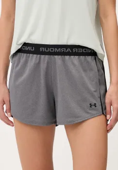 Under Armour pantaloni scurti de antrenament Tech Play culoarea gri, cu imprimeu, medium waist, 1389882 imagine