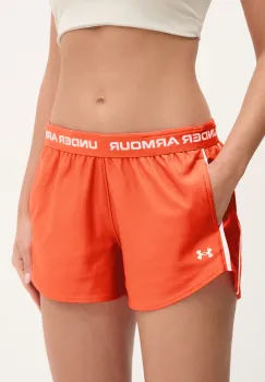 Under Armour pantaloni scurti de antrenament Tech Play culoarea portocaliu, cu imprimeu, medium waist, 1389882 imagine