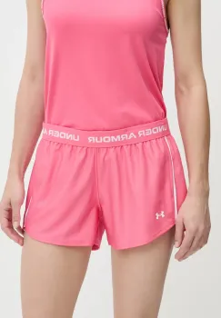 Under Armour pantaloni scurti de antrenament Tech Play culoarea roz, cu imprimeu, medium waist, 1389882 imagine