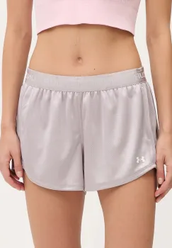 Under Armour pantaloni scurti de antrenament Tech Play culoarea violet, uni, high waist, 1389883 imagine