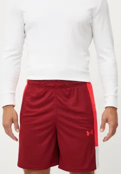 Under Armour pantaloni scurti de antrenament Zone 7 culoarea bordo, 1383389 imagine