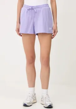 Under Armour pantaloni scurti Rival Terry culoarea violet, melanj, high waist, 1389657 imagine