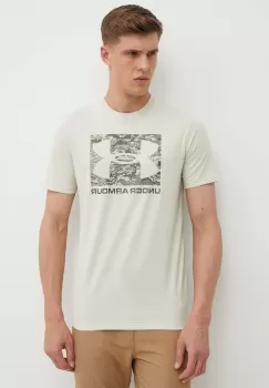 Under Armour tricou barbati, culoarea bej, cu imprimeu imagine