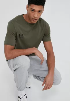 Under Armour tricou barbati, culoarea verde, neted imagine