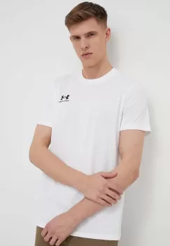 Under Armour tricou de antrenament Logo Embroidered culoarea alb, neted imagine