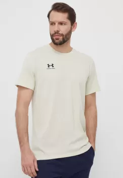Under Armour tricou de antrenament Logo Embroidered culoarea bej, neted imagine