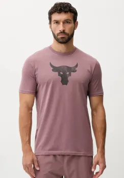 Under Armour tricou de antrenament Project Rock culoarea rosu, cu imprimeu, 1383191 imagine