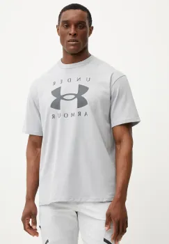 Under Armour tricou HW Branded barbati, culoarea gri, cu imprimeu, 1389146 imagine