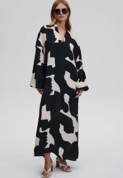 Undress Code rochie din in Dega culoarea negru, maxi, oversize imagine