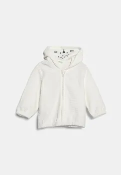 United Colors of Benetton bluza bebe culoarea alb, cu gluga, neted, 3MCDA501C imagine