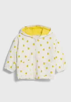 United Colors of Benetton bluza bebe culoarea bej, cu gluga, modelator imagine