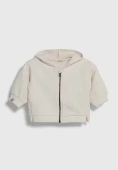 United Colors of Benetton bluza bebe culoarea bej, cu gluga, neted imagine