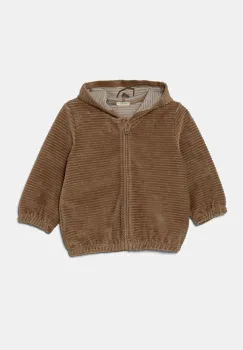 United Colors of Benetton bluza bebe culoarea maro, cu gluga, neted, 3MCDA501C imagine
