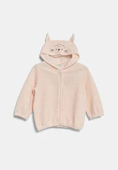 United Colors of Benetton bluza bebe culoarea roz, cu gluga, neted, 3MCDA501C imagine